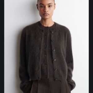 COS Brushed Cashmere Crewneck Cardigan